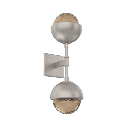 Cabochon Double LED Wall Light in Beige Silver/Bronze Blown Glass (Matching Finish).