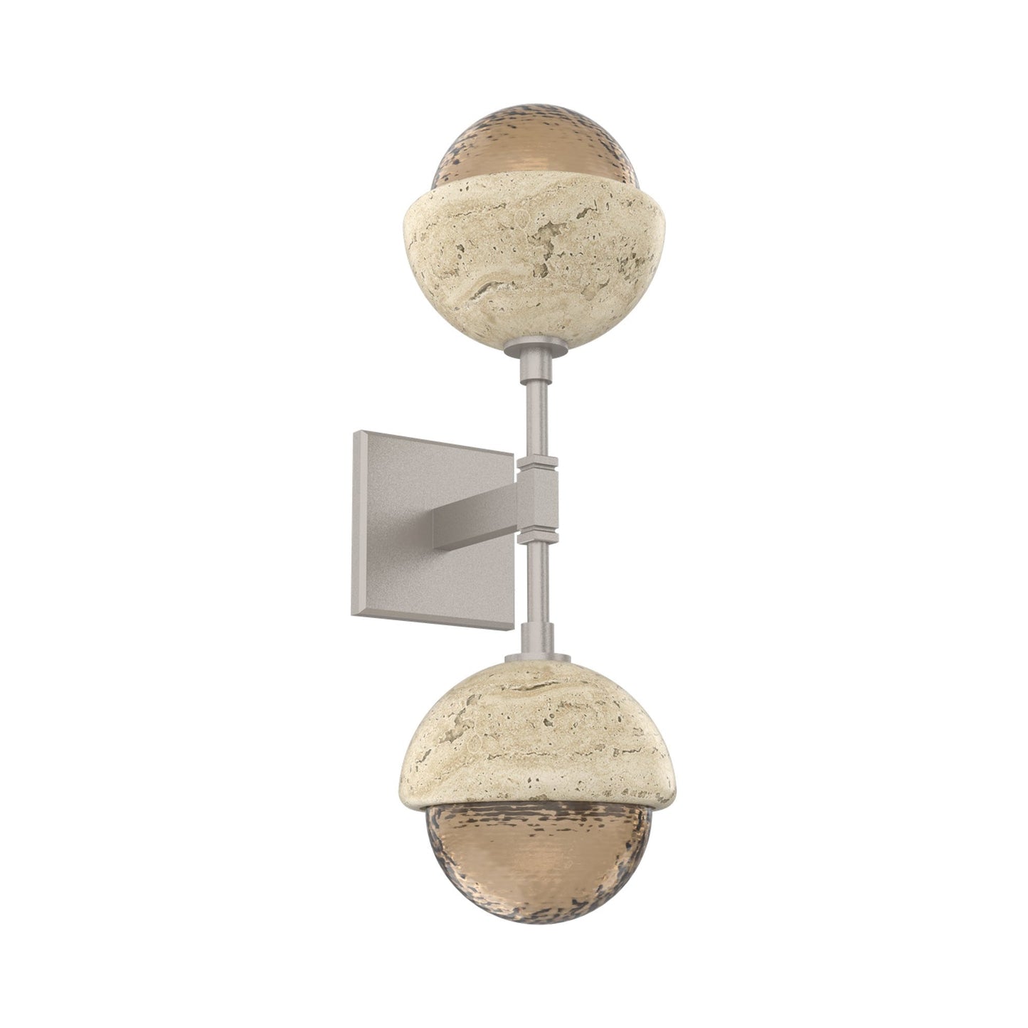 Cabochon Double LED Wall Light in Beige Silver/Bronze Blown Glass (Travertine).