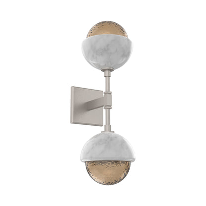 Cabochon Double LED Wall Light in Beige Silver/Bronze Blown Glass (White Marble).