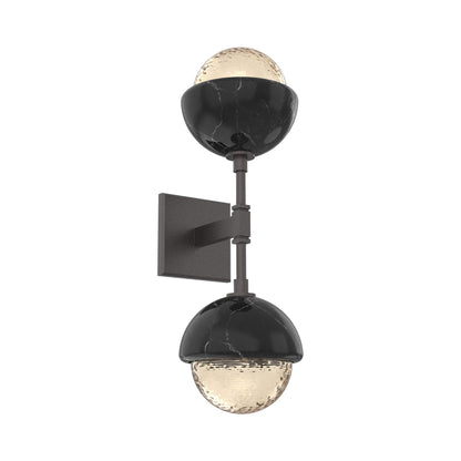 Cabochon Double LED Wall Light in Graphite/Amber Blown Glass (Black Marble).