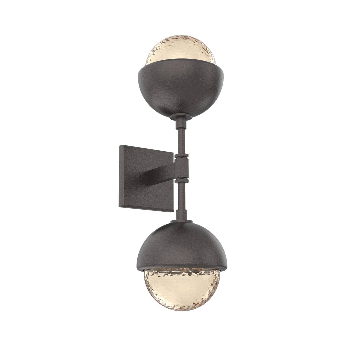 Cabochon Double LED Wall Light in Graphite/Amber Blown Glass (Matching Finish).