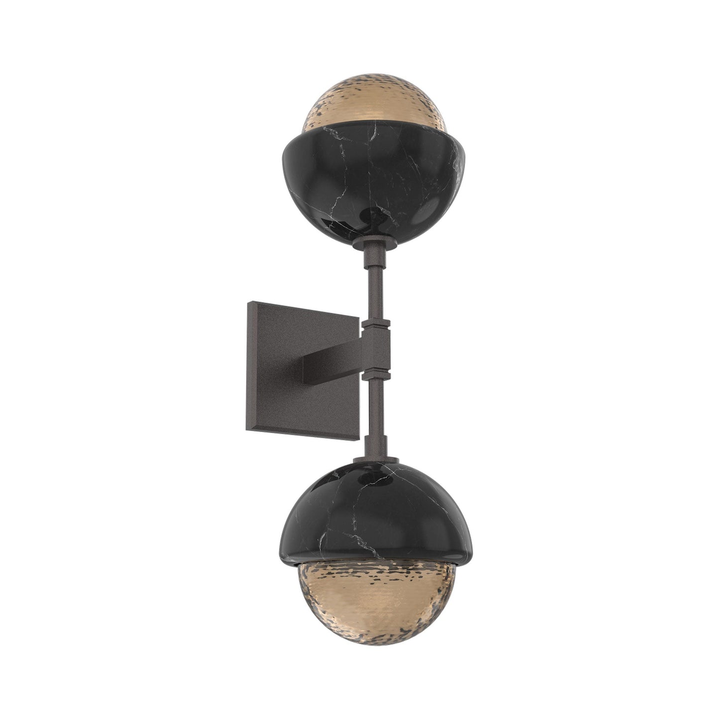 Cabochon Double LED Wall Light in Graphite/Bronze Blown Glass (Black Marble).