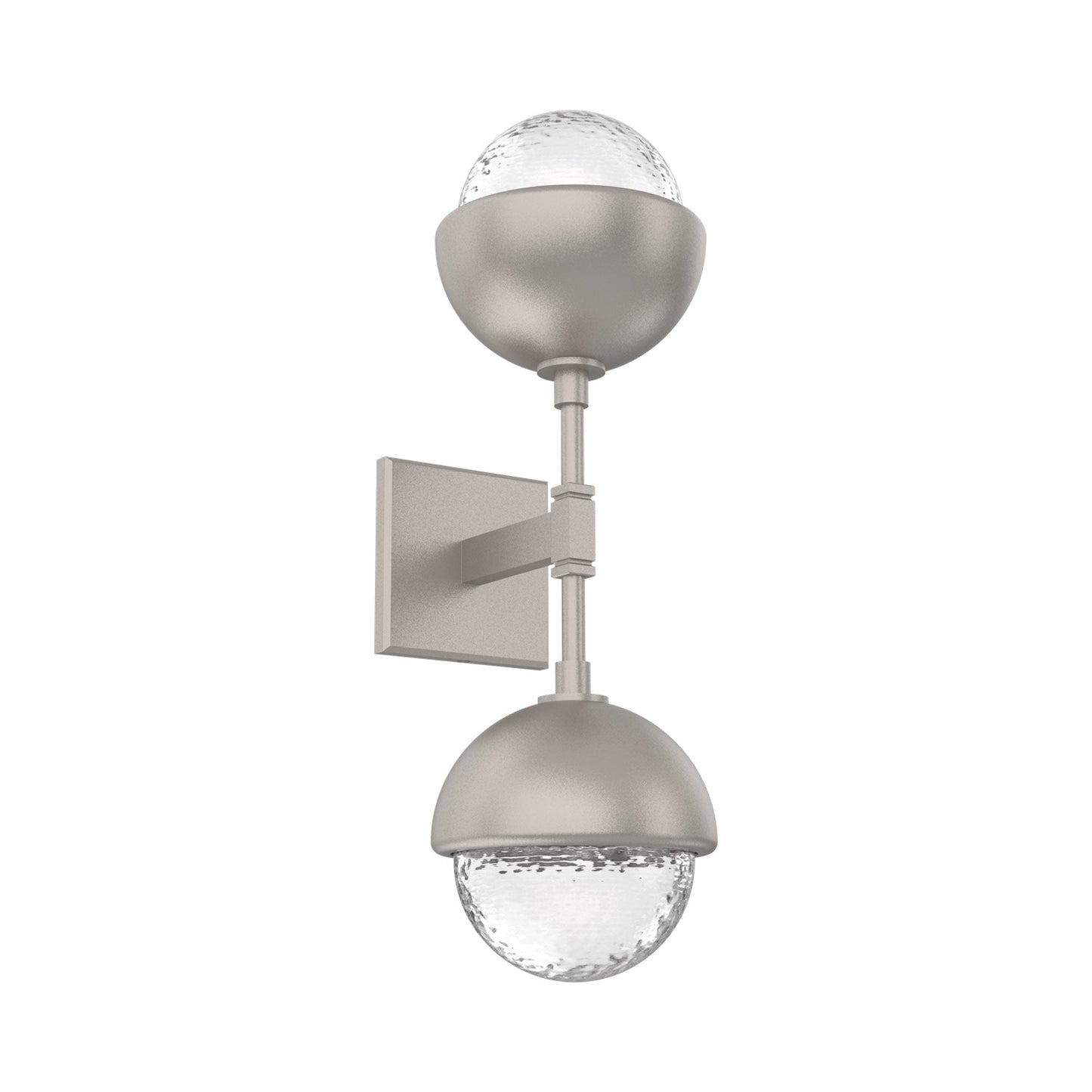 Cabochon Double LED Wall Light in Beige Silver/Clear Blown Glass (Matching Finish).