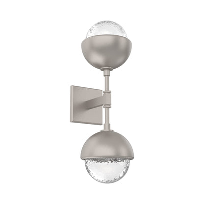 Cabochon Double LED Wall Light in Beige Silver/Clear Blown Glass (Matching Finish).