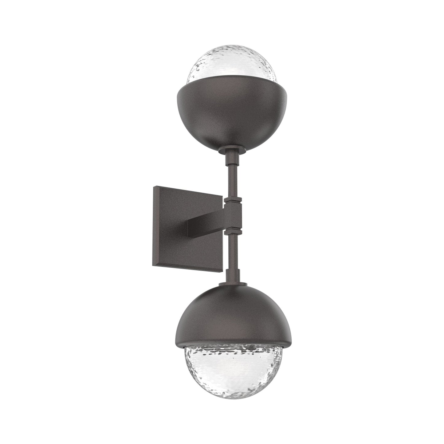Cabochon Double LED Wall Light in Graphite/Clear Blown Glass (Matching Finish).