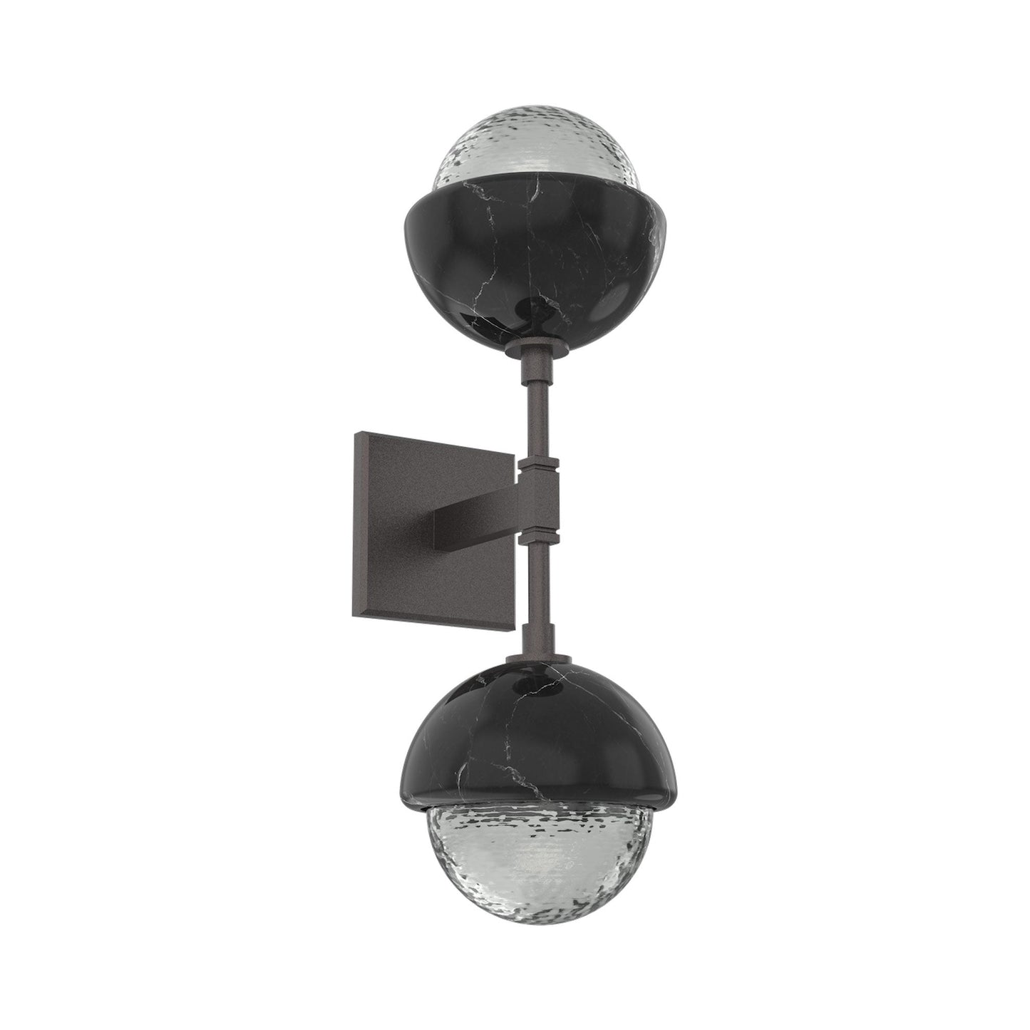 Cabochon Double LED Wall Light in Graphite/Smoke Blown Glass (Black Marble).
