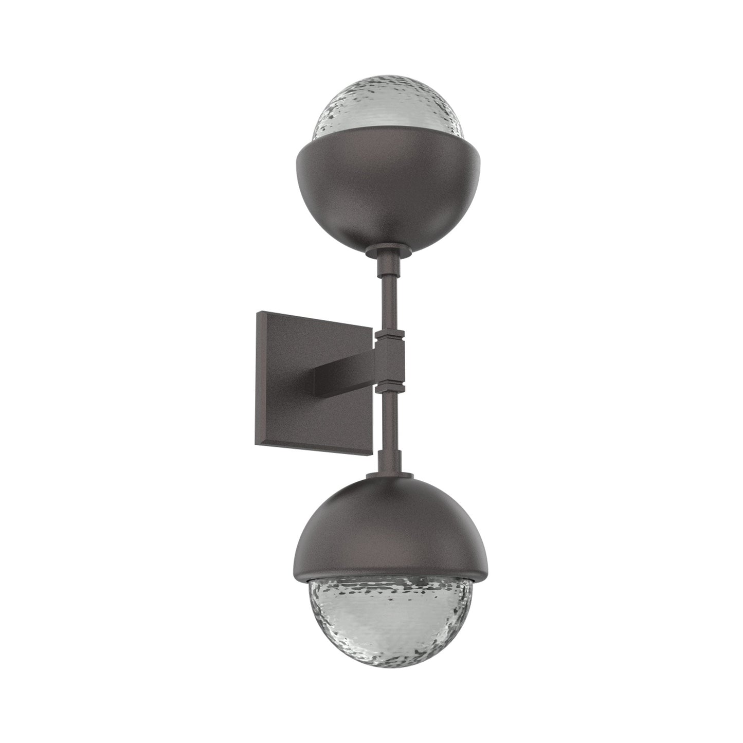 Cabochon Double LED Wall Light in Graphite/Smoke Blown Glass (Matching Finish).