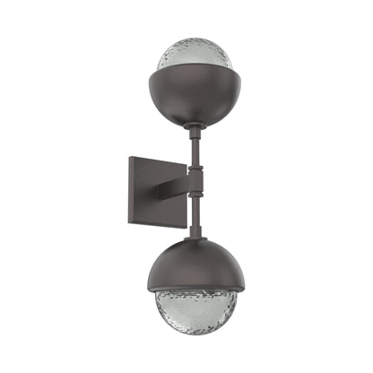 Cabochon Double LED Wall Light in Graphite/Smoke Blown Glass (Matching Finish).