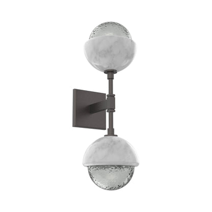 Cabochon Double LED Wall Light in Graphite/Smoke Blown Glass (White Marble).