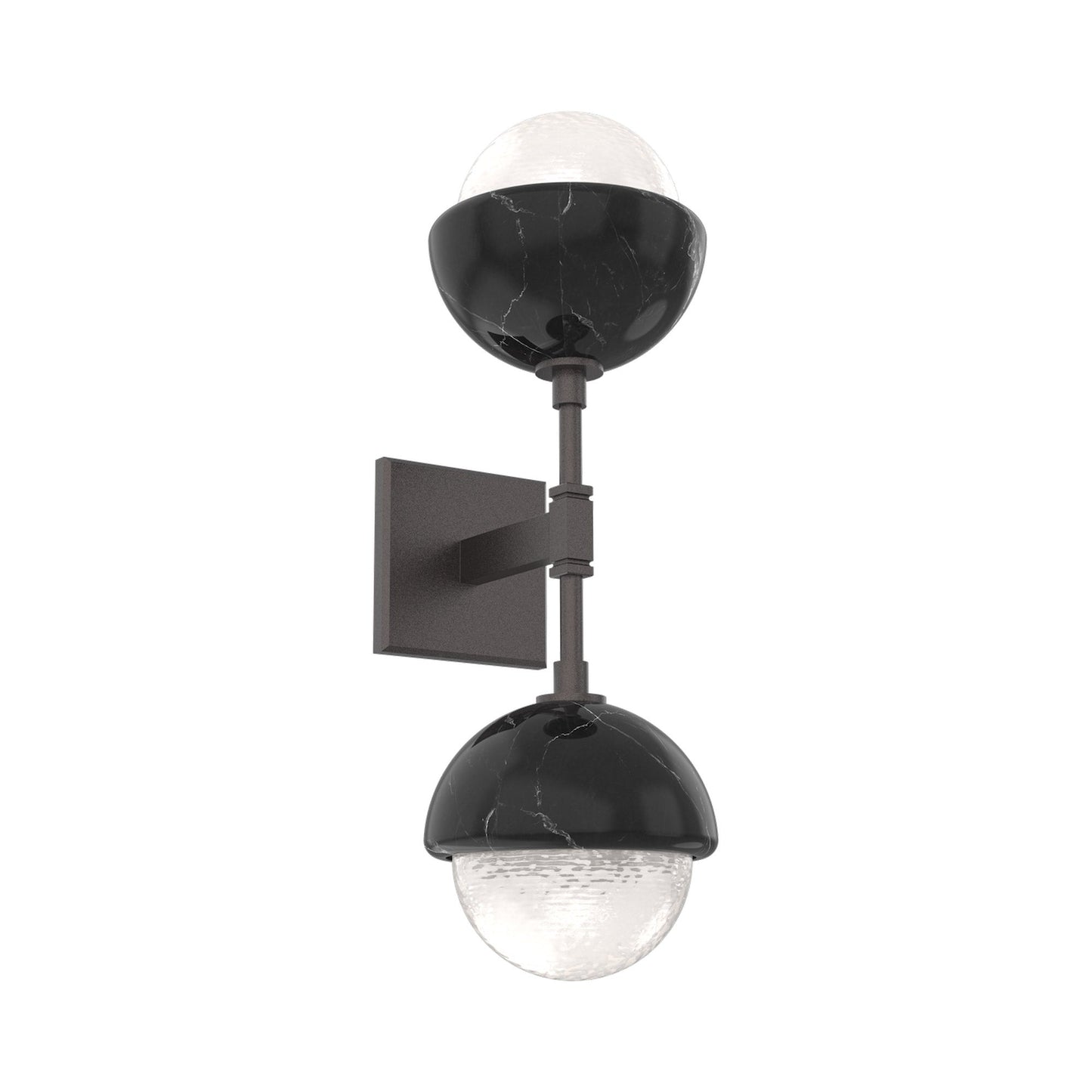 Cabochon Double LED Wall Light in Graphite/White Blown Glass (Black Marble).