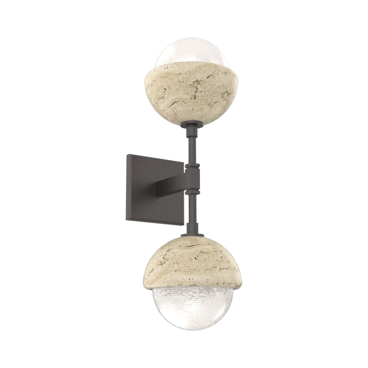 Cabochon Double LED Wall Light in Graphite/White Blown Glass (Travertine).