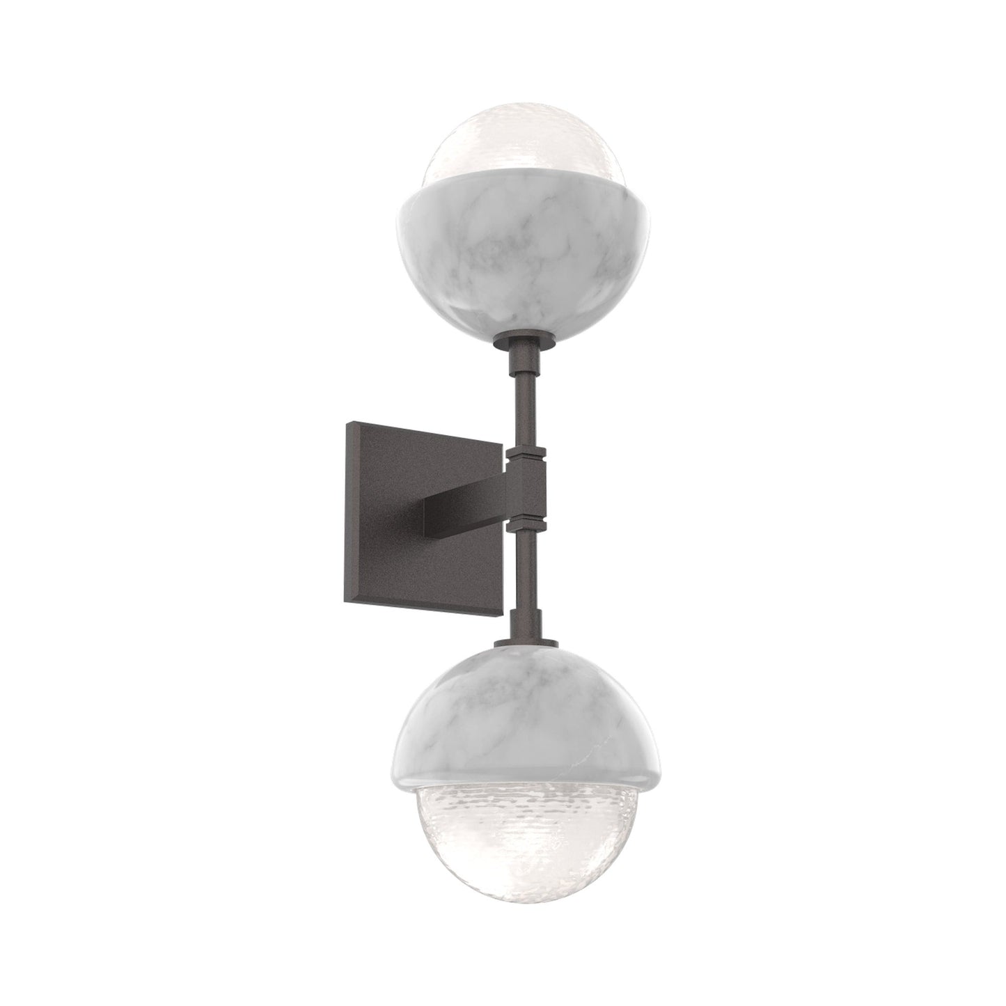Cabochon Double LED Wall Light in Graphite/White Blown Glass (White Marble).