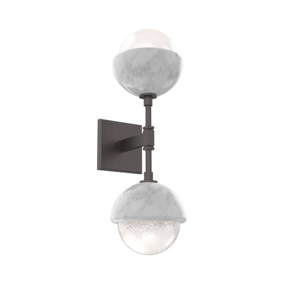 Cabochon Double LED Wall Light in Graphite/White Blown Glass (White Marble).