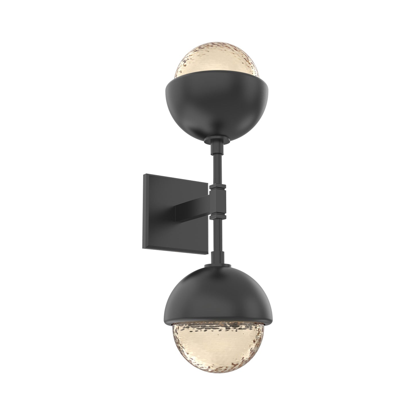 Cabochon Double LED Wall Light in Matte Black/Amber Blown Glass (Matching Finish).