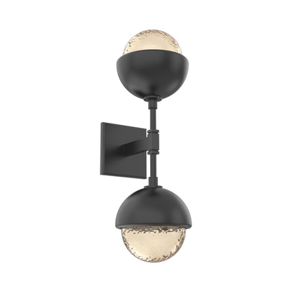 Cabochon Double LED Wall Light in Matte Black/Amber Blown Glass (Matching Finish).