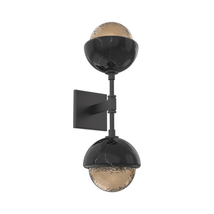 Cabochon Double LED Wall Light in Matte Black/Bronze Blown Glass (Black Marble).