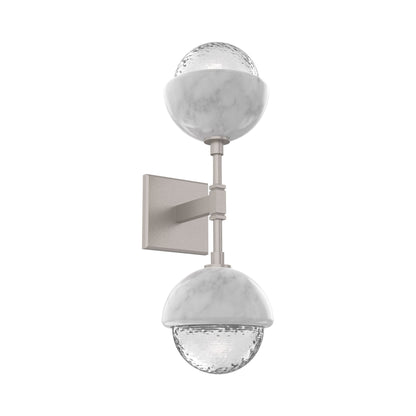 Cabochon Double LED Wall Light in Beige Silver/Clear Blown Glass (White Marble).