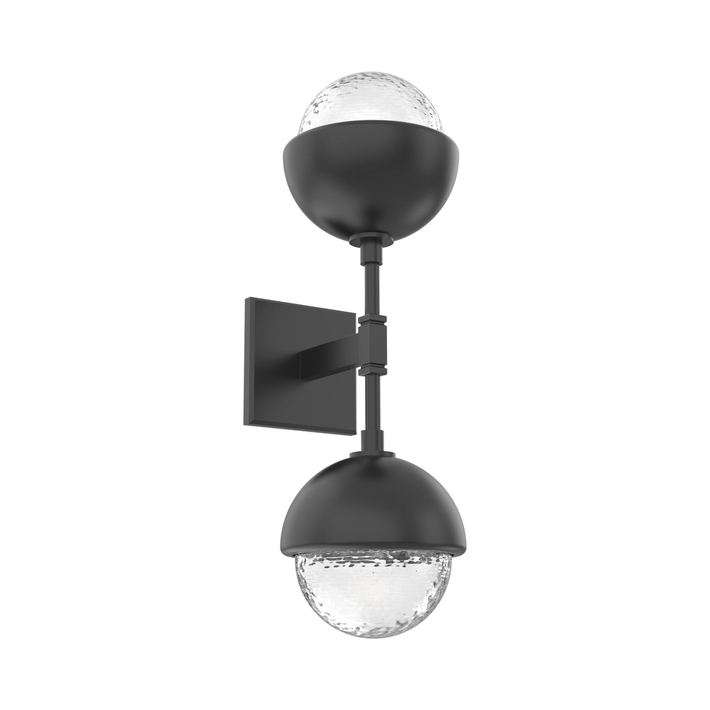 Cabochon Double LED Wall Light in Matte Black/Clear Blown Glass (Matching Finish).