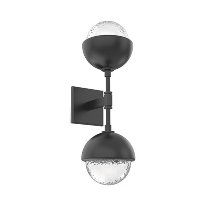 Cabochon Double LED Wall Light in Matte Black/Clear Blown Glass (Matching Finish).
