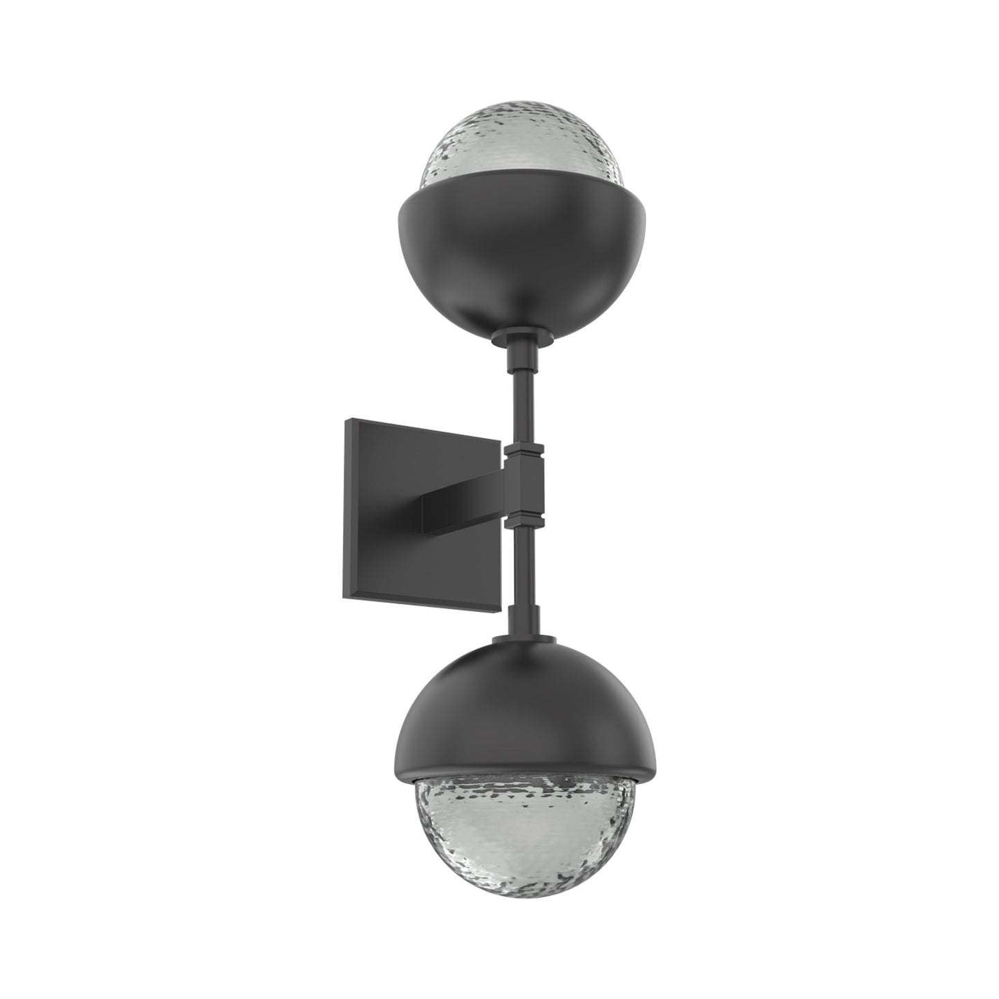 Cabochon Double LED Wall Light in Matte Black/Smoke Blown Glass (Matching Finish).