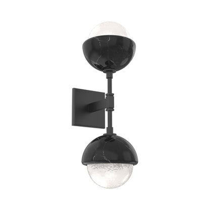 Cabochon Double LED Wall Light in Matte Black/White Blown Glass (Black Marble).
