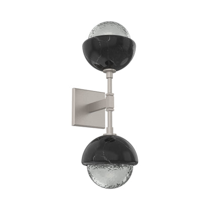 Cabochon Double LED Wall Light in Beige Silver/Smoke Blown Glass (Black Marble).