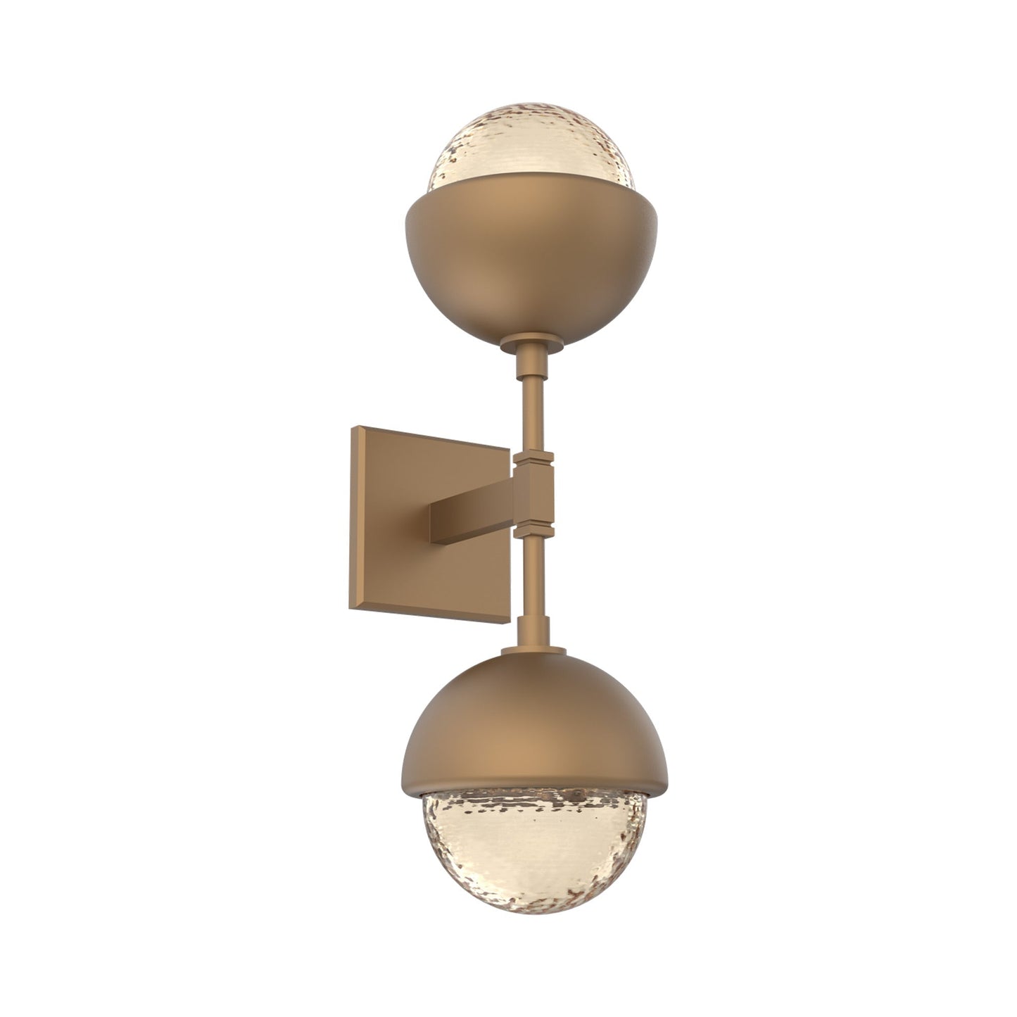 Cabochon Double LED Wall Light in Novel Brass/Amber Blown Glass (Matching Finish).