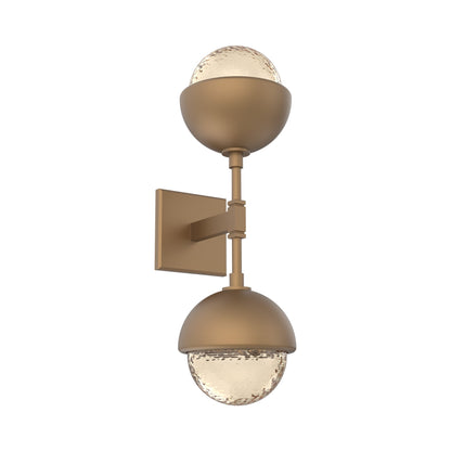 Cabochon Double LED Wall Light in Novel Brass/Amber Blown Glass (Matching Finish).