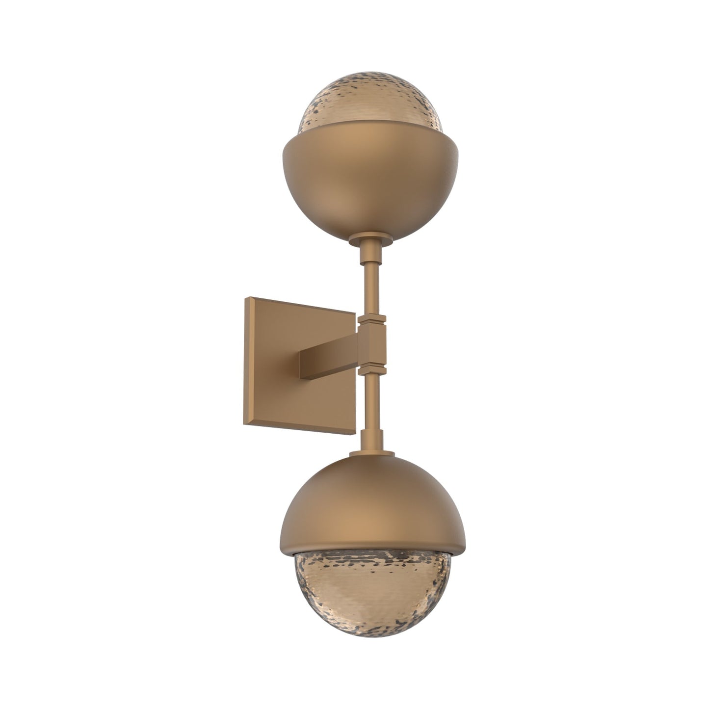 Cabochon Double LED Wall Light in Novel Brass/Bronze Blown Glass (Matching Finish).