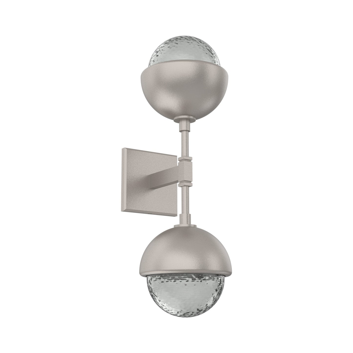 Cabochon Double LED Wall Light in Beige Silver/Smoke Blown Glass (Matching Finish).