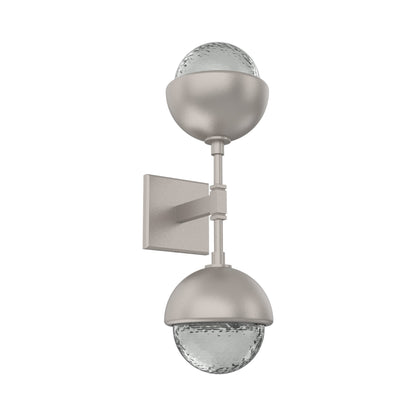 Cabochon Double LED Wall Light in Beige Silver/Smoke Blown Glass (Matching Finish).