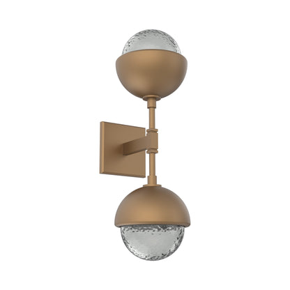 Cabochon Double LED Wall Light in Novel Brass/Smoke Blown Glass (Matching Finish).