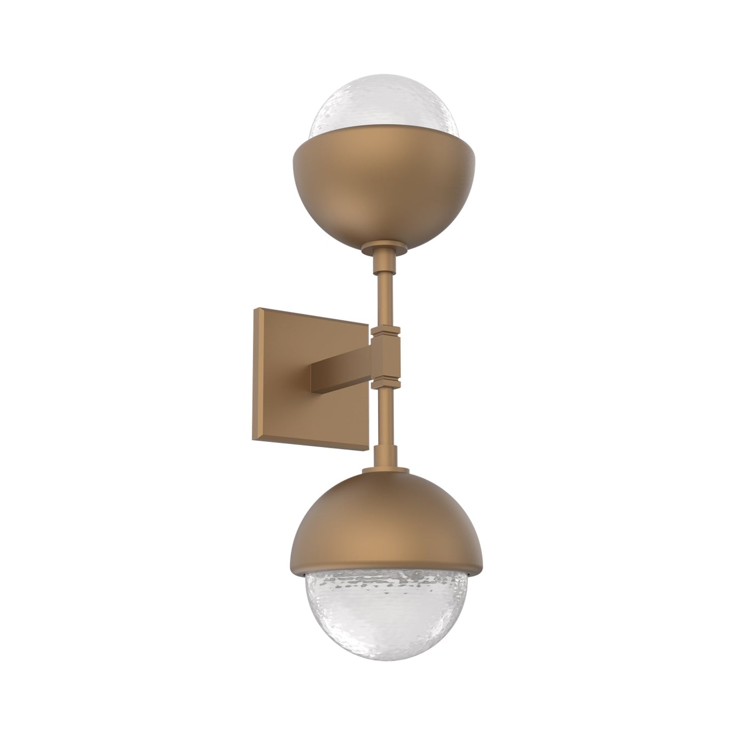 Cabochon Double LED Wall Light in Novel Brass/White Blown Glass (Matching Finish).
