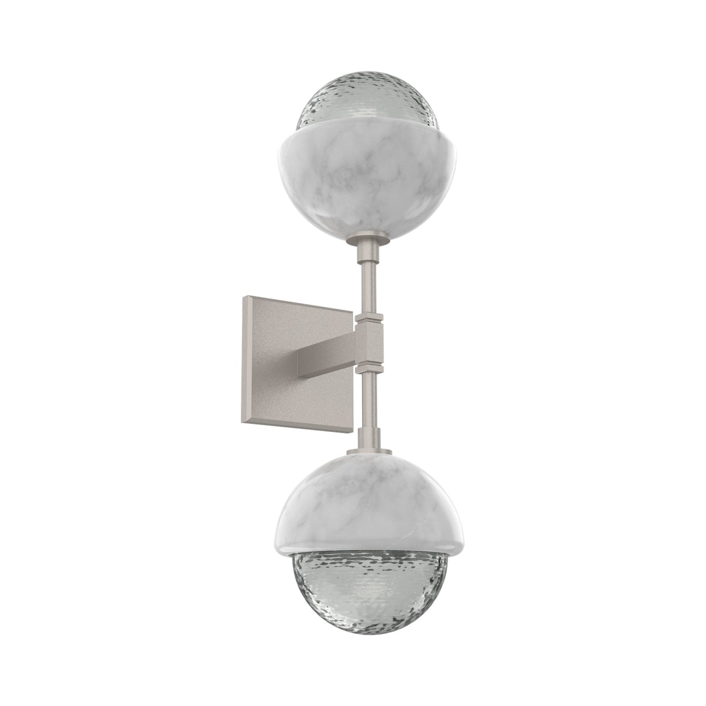 Cabochon Double LED Wall Light in Beige Silver/Smoke Blown Glass (White Marble).