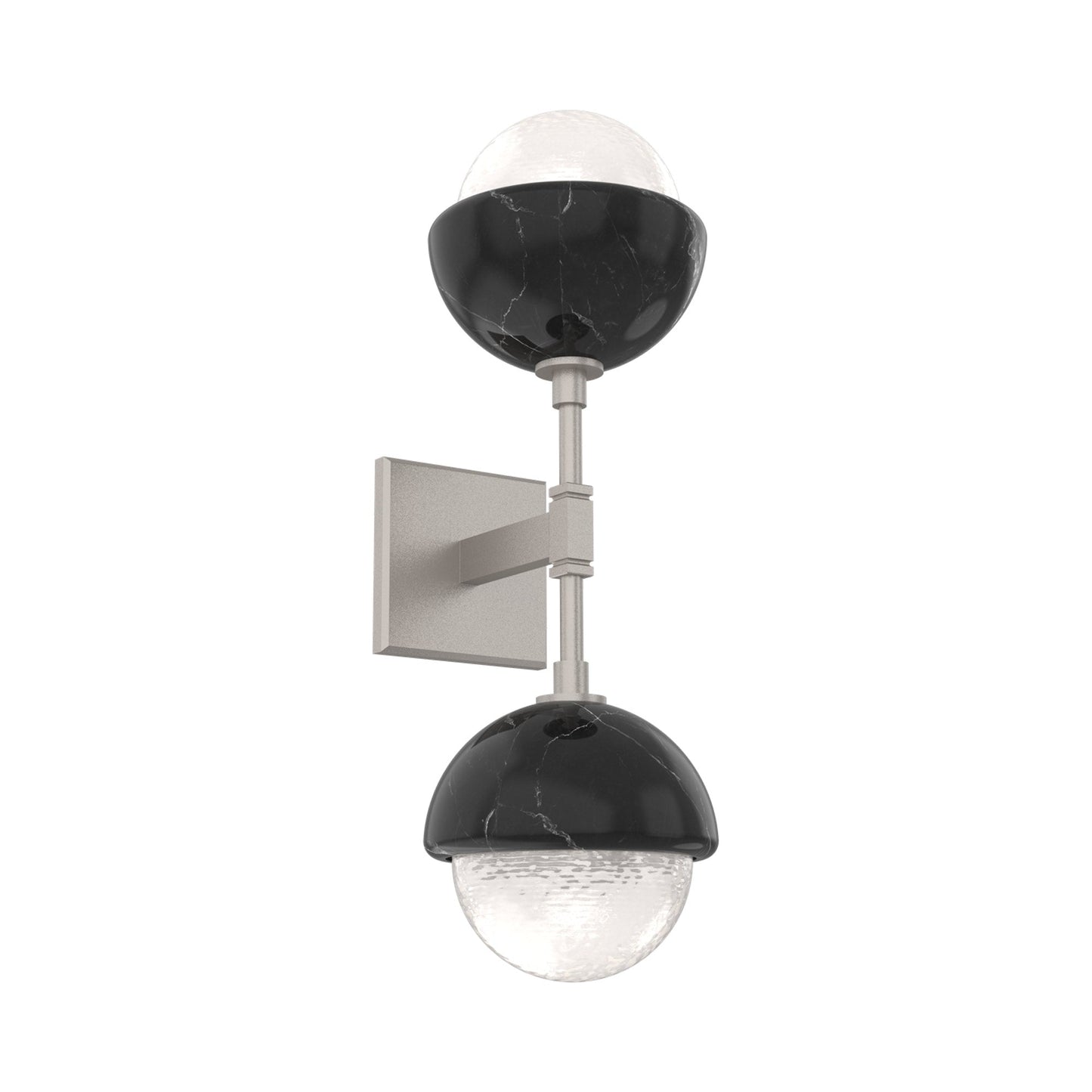 Cabochon Double LED Wall Light in Beige Silver/White Blown Glass (Black Marble).