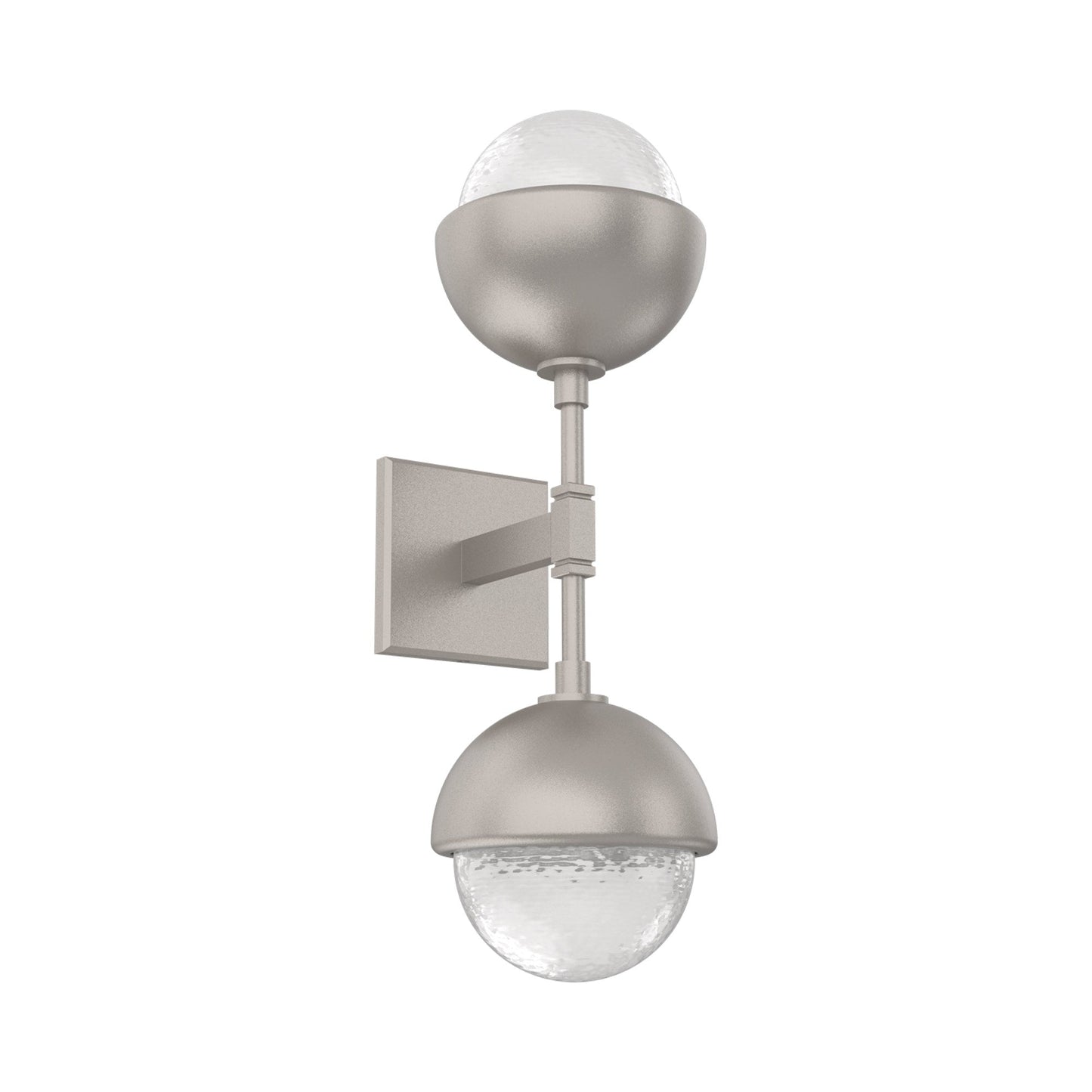 Cabochon Double LED Wall Light in Beige Silver/White Blown Glass (Matching Finish).