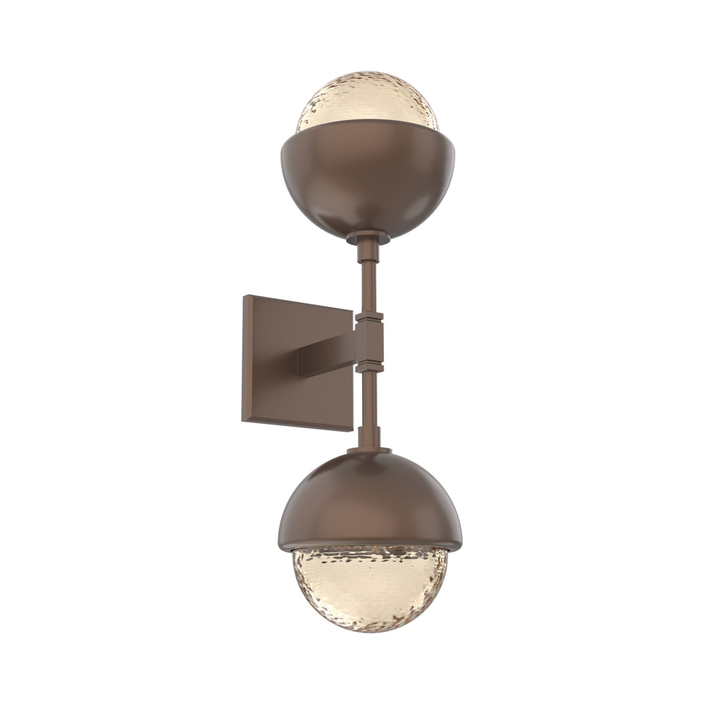 Cabochon Double LED Wall Light in Burnished Bronze/Amber Blown Glass (Matching Finish).