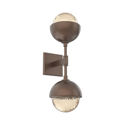 Cabochon Double LED Wall Light in Burnished Bronze/Amber Blown Glass (Matching Finish).