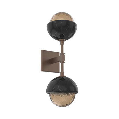 Cabochon Double LED Wall Light in Burnished Bronze/Bronze Blown Glass (Black Marble).