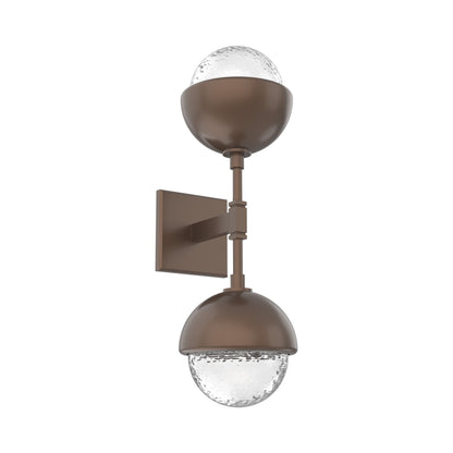 Cabochon Double LED Wall Light in Burnished Bronze/Clear Blown Glass (Matching Finish).