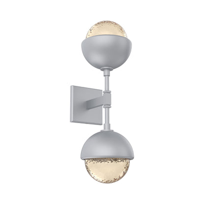 Cabochon Double LED Wall Light in Classic Silver/Amber Blown Glass (Matching Finish).