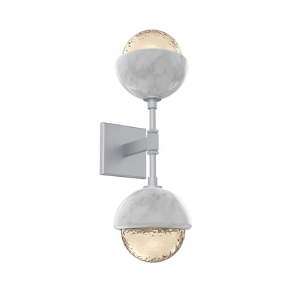 Cabochon Double LED Wall Light in Classic Silver/Amber Blown Glass (White Marble).