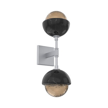 Cabochon Double LED Wall Light in Classic Silver/Bronze Blown Glass (Black Marble).