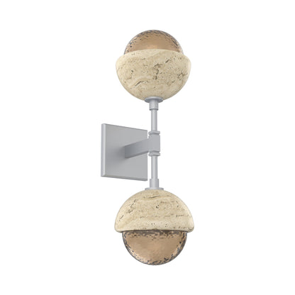 Cabochon Double LED Wall Light in Classic Silver/Bronze Blown Glass (Travertine).