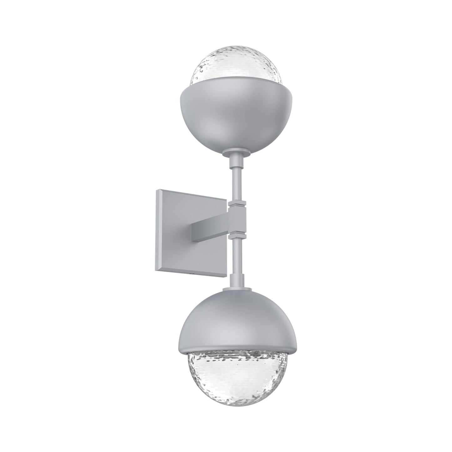 Cabochon Double LED Wall Light in Classic Silver/Clear Blown Glass (Matching Finish).