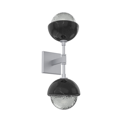 Cabochon Double LED Wall Light in Classic Silver/Smoke Blown Glass (Black Marble).