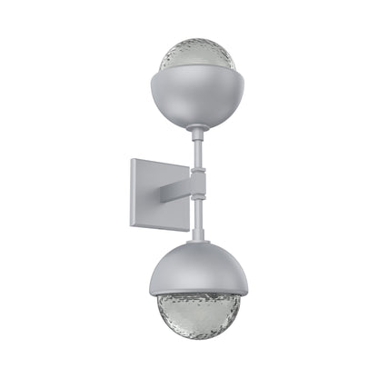 Cabochon Double LED Wall Light in Classic Silver/Smoke Blown Glass (Matching Finish).