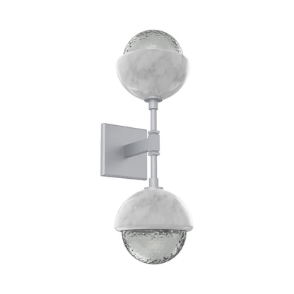 Cabochon Double LED Wall Light in Classic Silver/Smoke Blown Glass (White Marble).