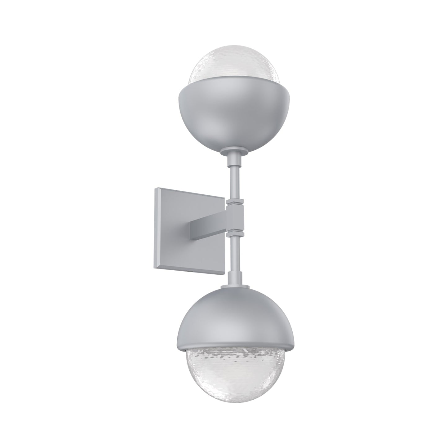 Cabochon Double LED Wall Light in Classic Silver/White Blown Glass (Matching Finish).