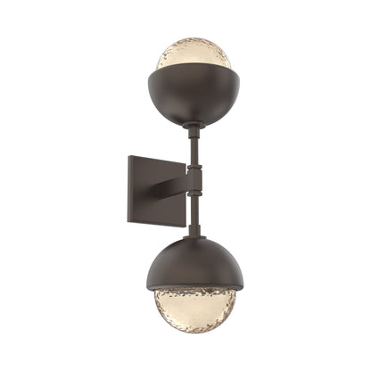 Cabochon Double LED Wall Light in Flat Bronze/Amber Blown Glass (Matching Finish).